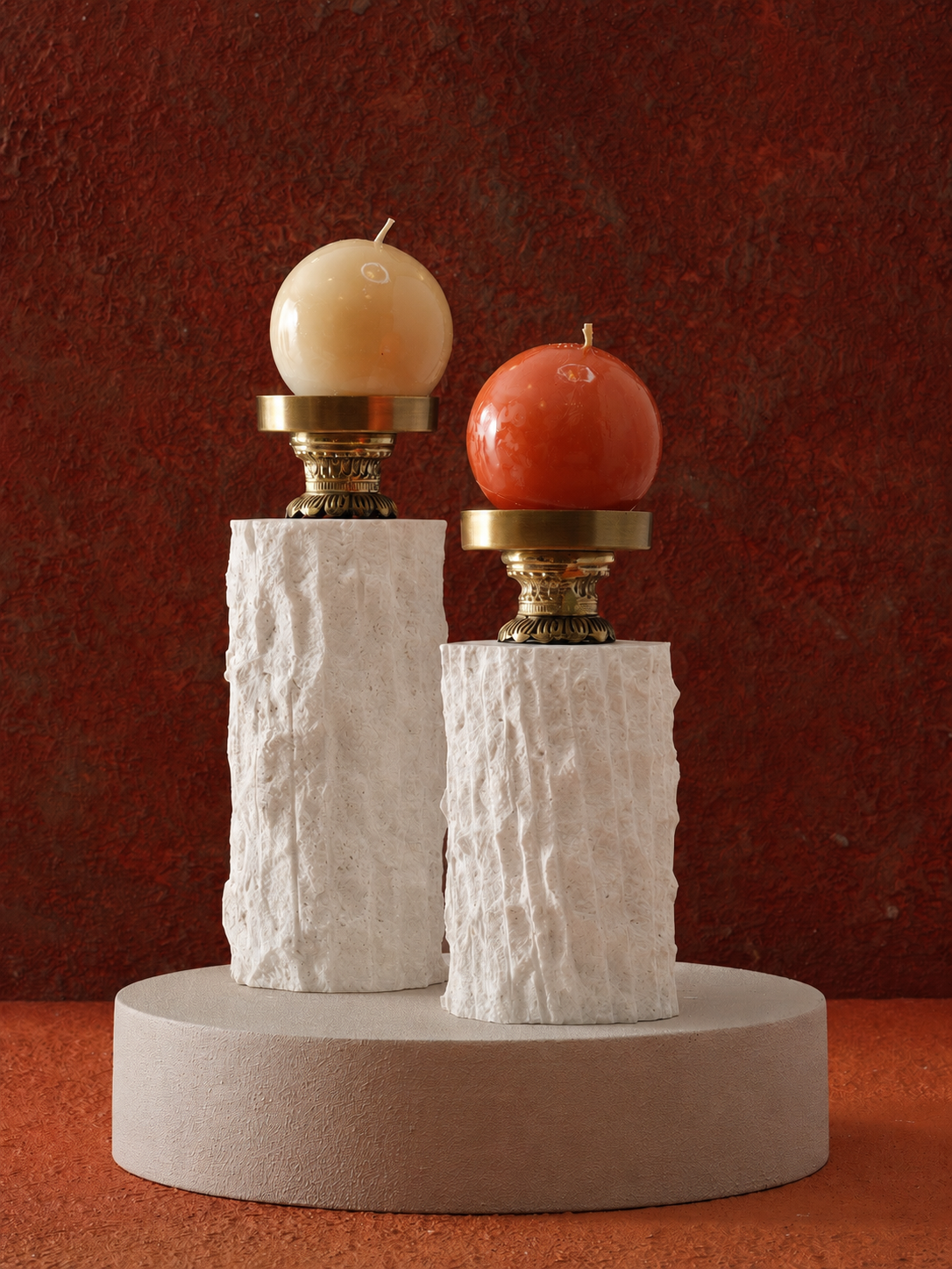 Travertine candle holders
